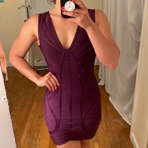Purple Herve Ledger Bodycon Dress